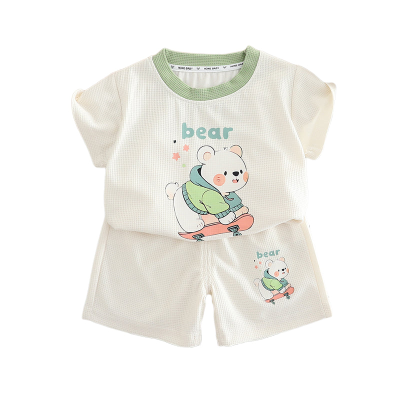 Infants Printed Round Neck Pure Cotton T-shirt With Shorts