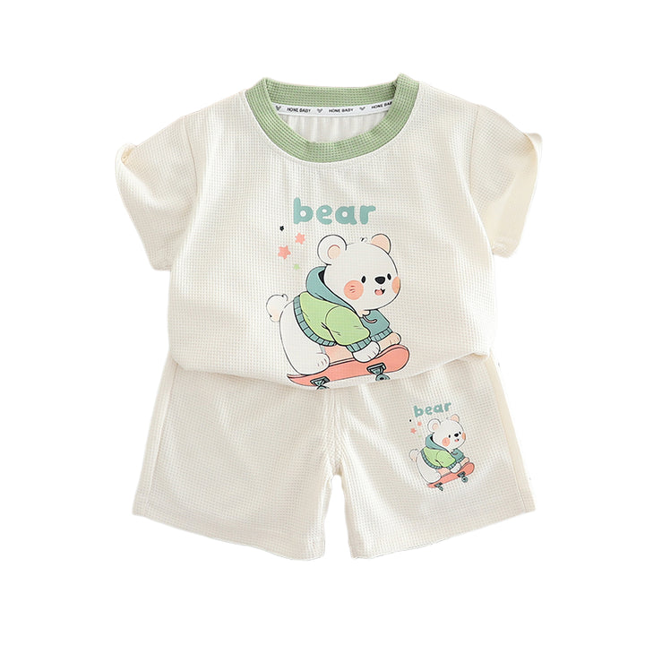 Infants Printed Round Neck Pure Cotton T-shirt With Shorts