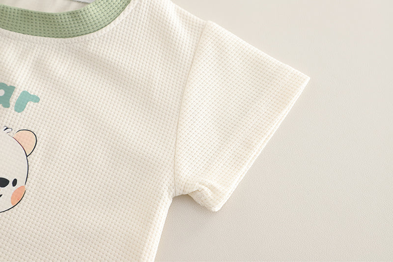 Infants Printed Round Neck Pure Cotton T-shirt With Shorts