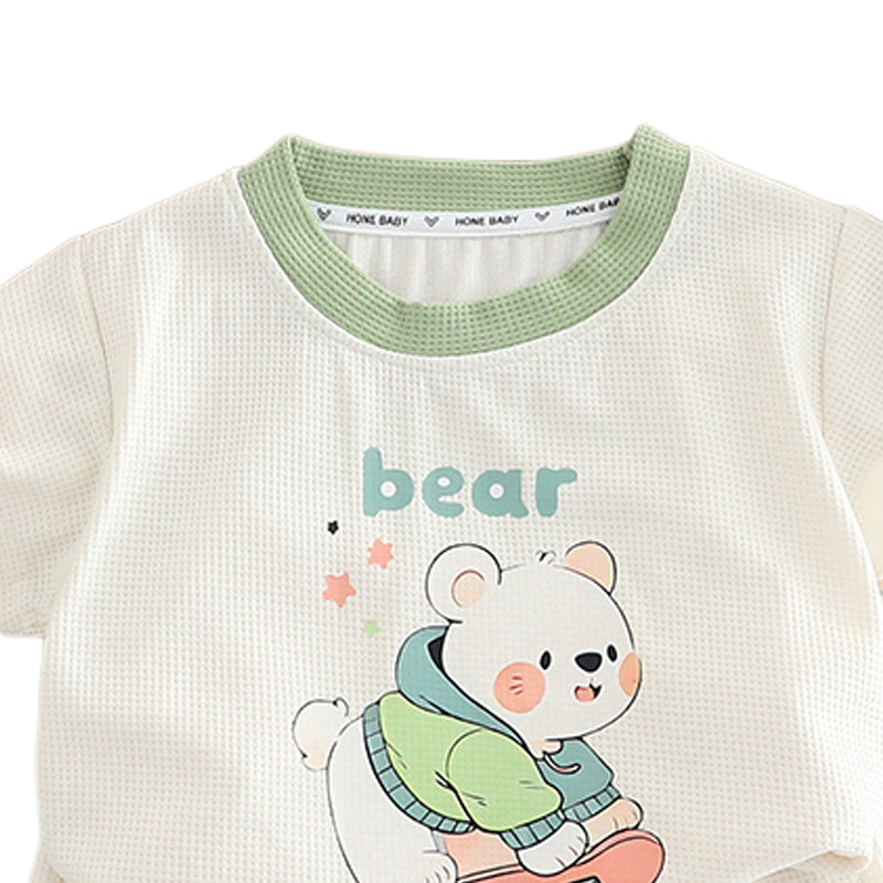 Infants Printed Round Neck Pure Cotton T-shirt With Shorts