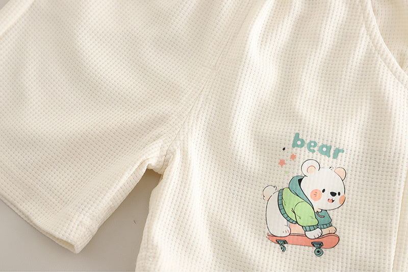 Infants Printed Round Neck Pure Cotton T-shirt With Shorts