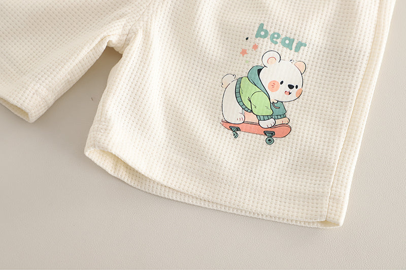 Infants Printed Round Neck Pure Cotton T-shirt With Shorts