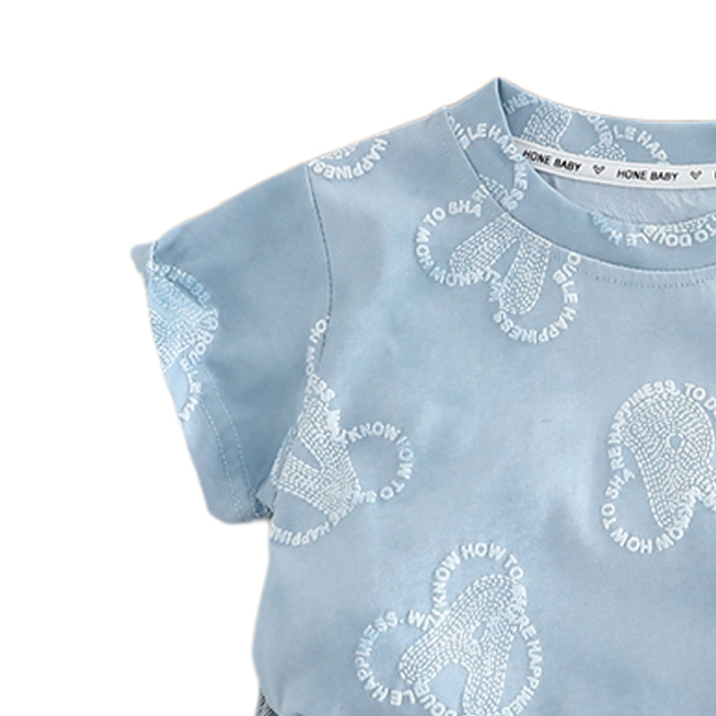 Boys Printed Round Neck T-shirt with Shorts