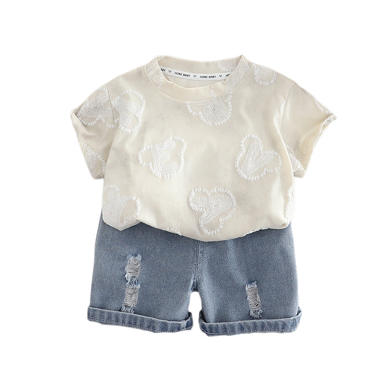 Boys Printed T-shirt with Shorts