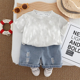 Boys Woven Design T-shirt With Capris