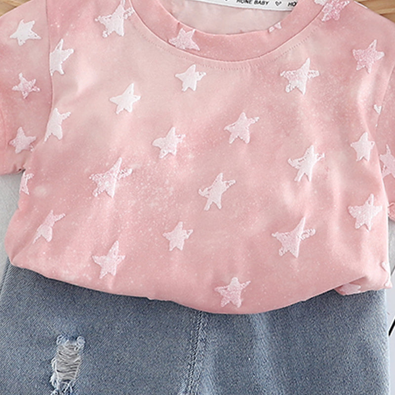 Boys Woven Design T-shirt With Capris