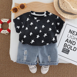 Boys Star Printed T-shirt With Capris