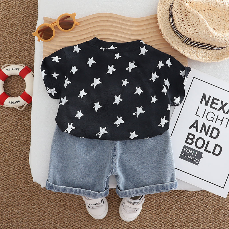 Boys Star Printed T-shirt With Capris