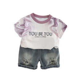 Boys Printed Short Sleeves T-shirt With Shorts
