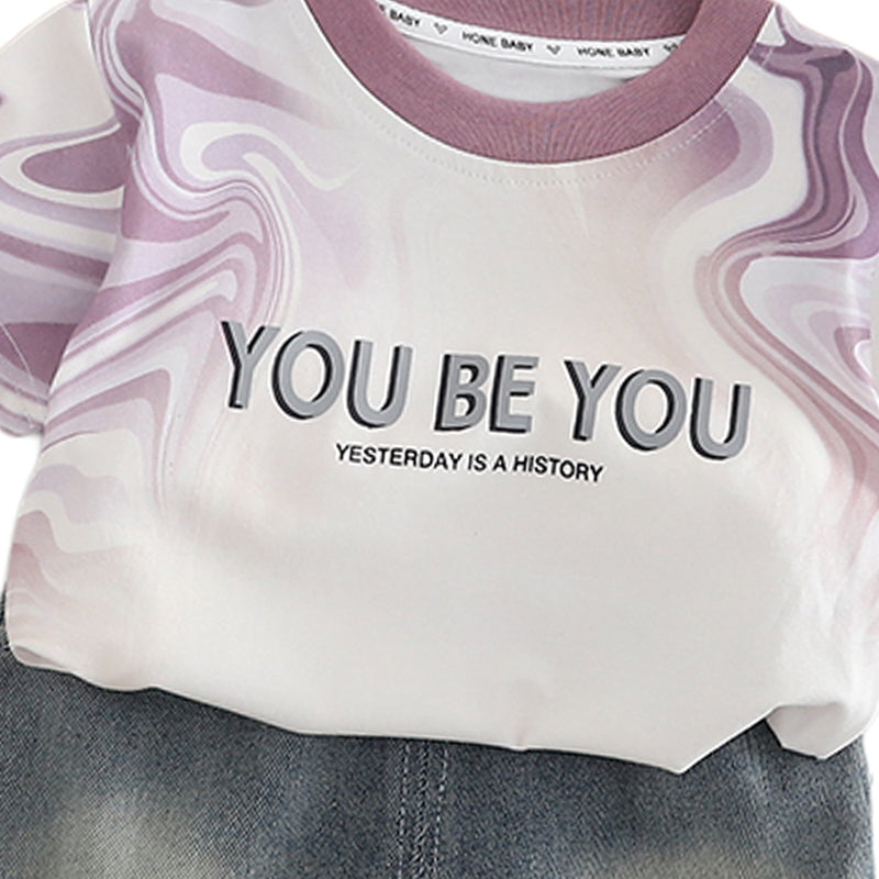 Boys Printed Short Sleeves T-shirt With Shorts