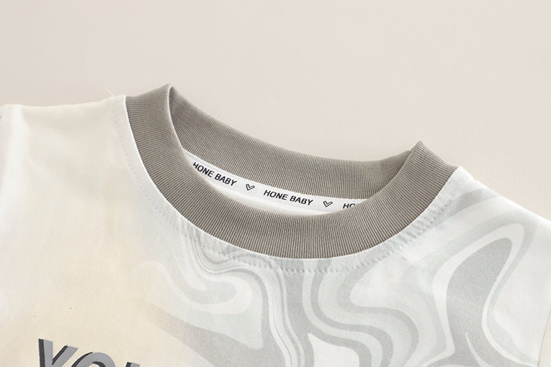 Boys Printed Round Neck T-shirt with Shorts