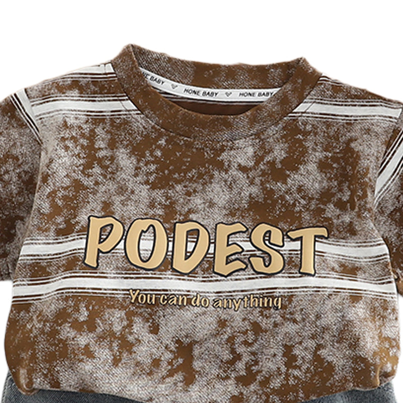 Boys Printed Round Neck Short Sleeves T-shirt With Shorts