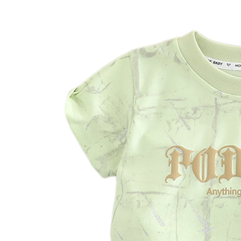 Boys Printed Round Neck T-shirt With Shorts