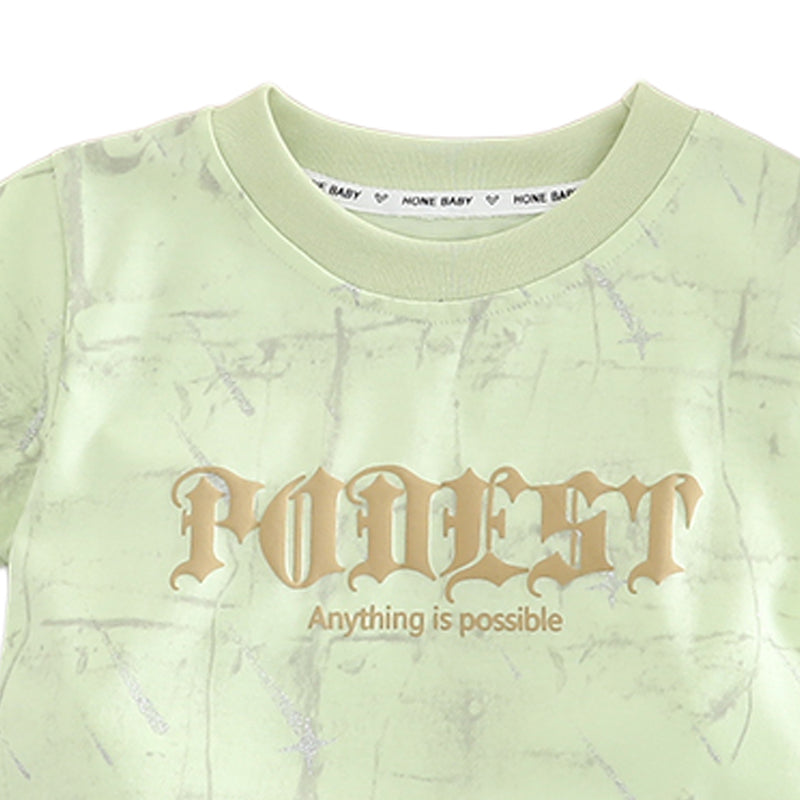 Boys Printed Round Neck T-shirt With Shorts