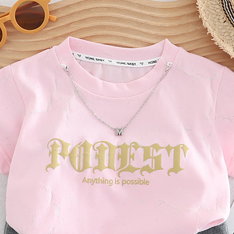 Boys Typography Printed T-shirt With Capris