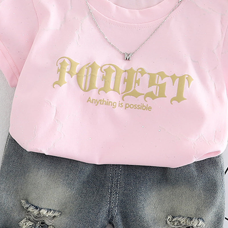 Boys Typography Printed T-shirt With Capris
