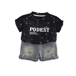 Boys Printed Pure Cotton T-shirt With Shorts