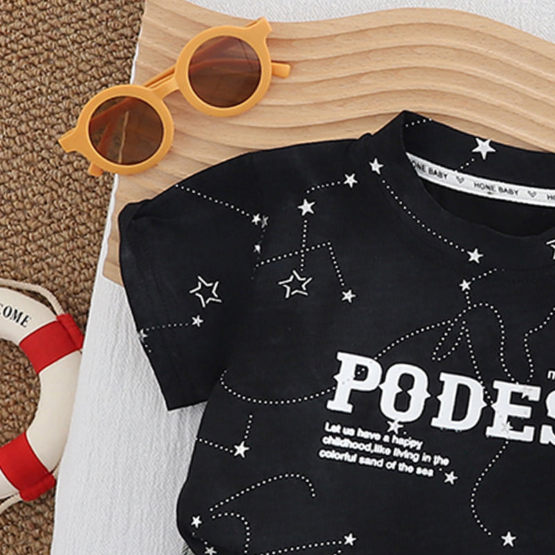 Boys Printed Pure Cotton T-shirt With Shorts