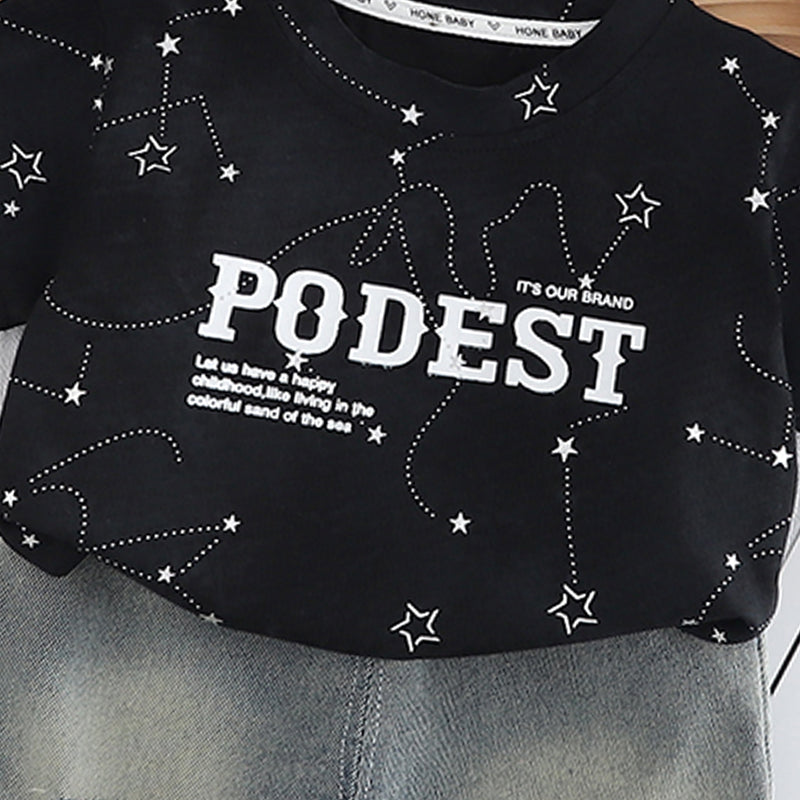 Boys Printed Pure Cotton T-shirt With Shorts