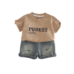 Boys Printed T-shirt with Shorts Clothing Set