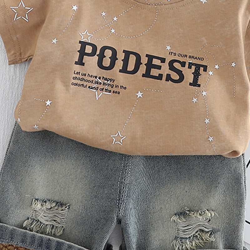 Boys Printed T-shirt with Shorts Clothing Set