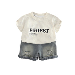 Boys Printed T-shirt with Shorts Pure Cotton Clothing Set