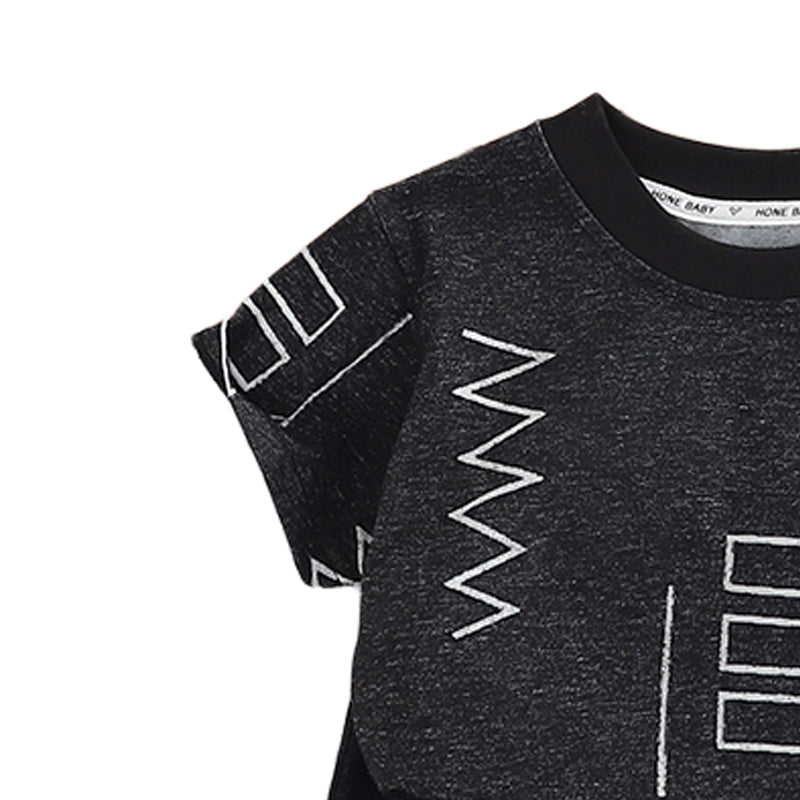 Boys Printed Round Neck T-shirt With Shorts