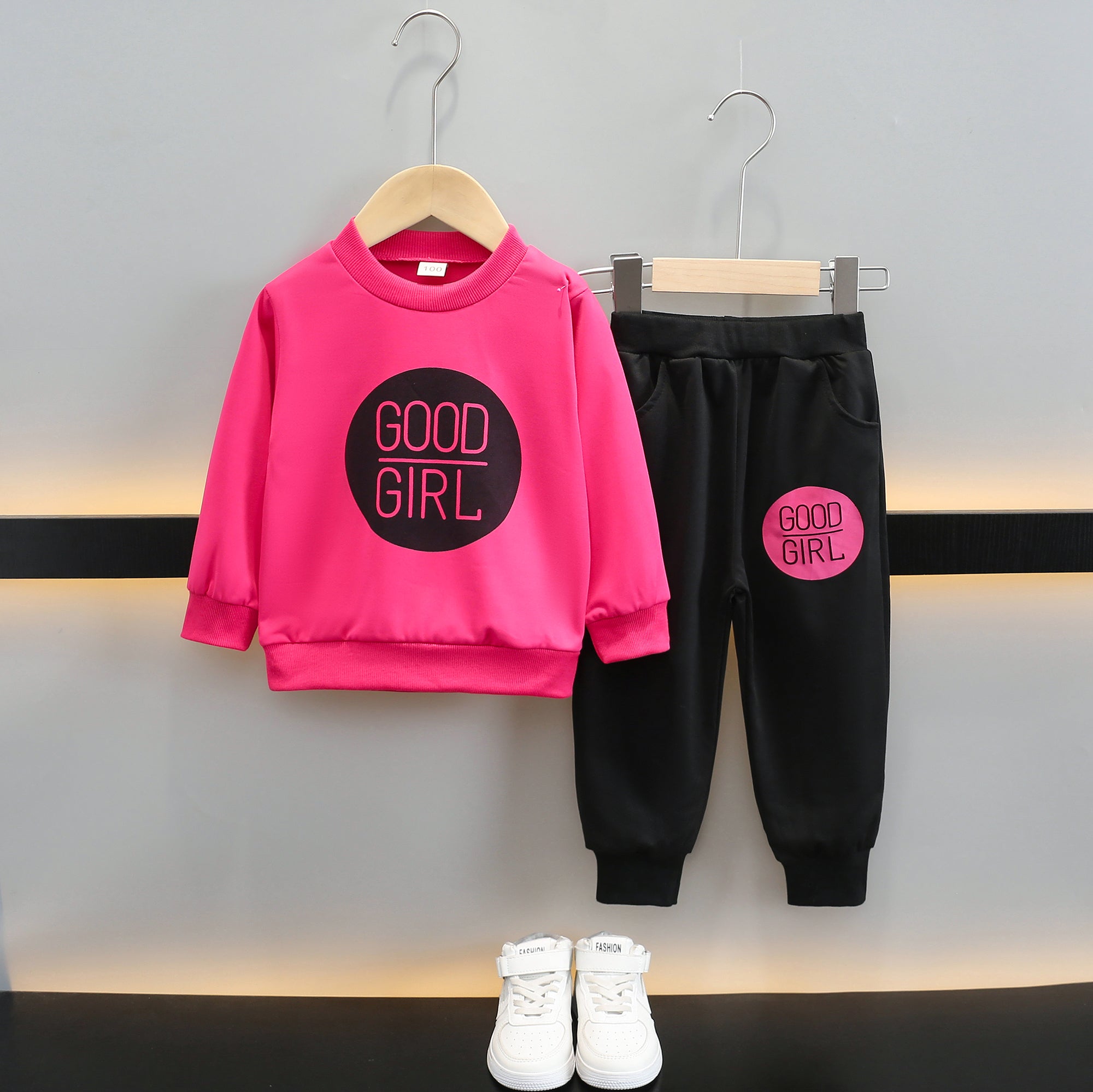 Girls Fuchsia Printed T-shirt with Pyjamas