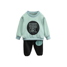 Boys Green & Black Typography Printed T-shirt with Trousers