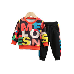 Boys Red & Black Typography Printed T-shirt with Pyjamas