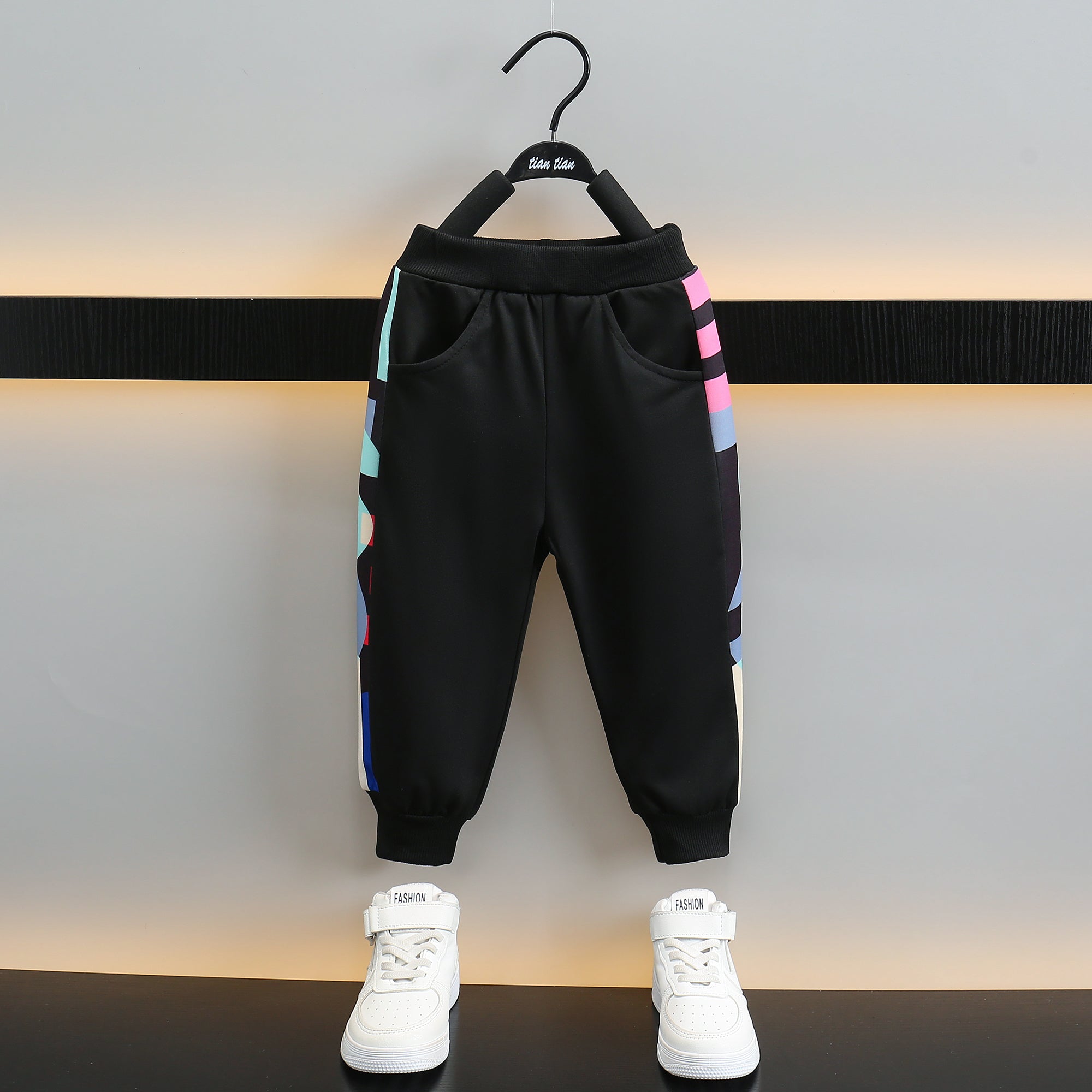 Boys Black Printed Clothing Set