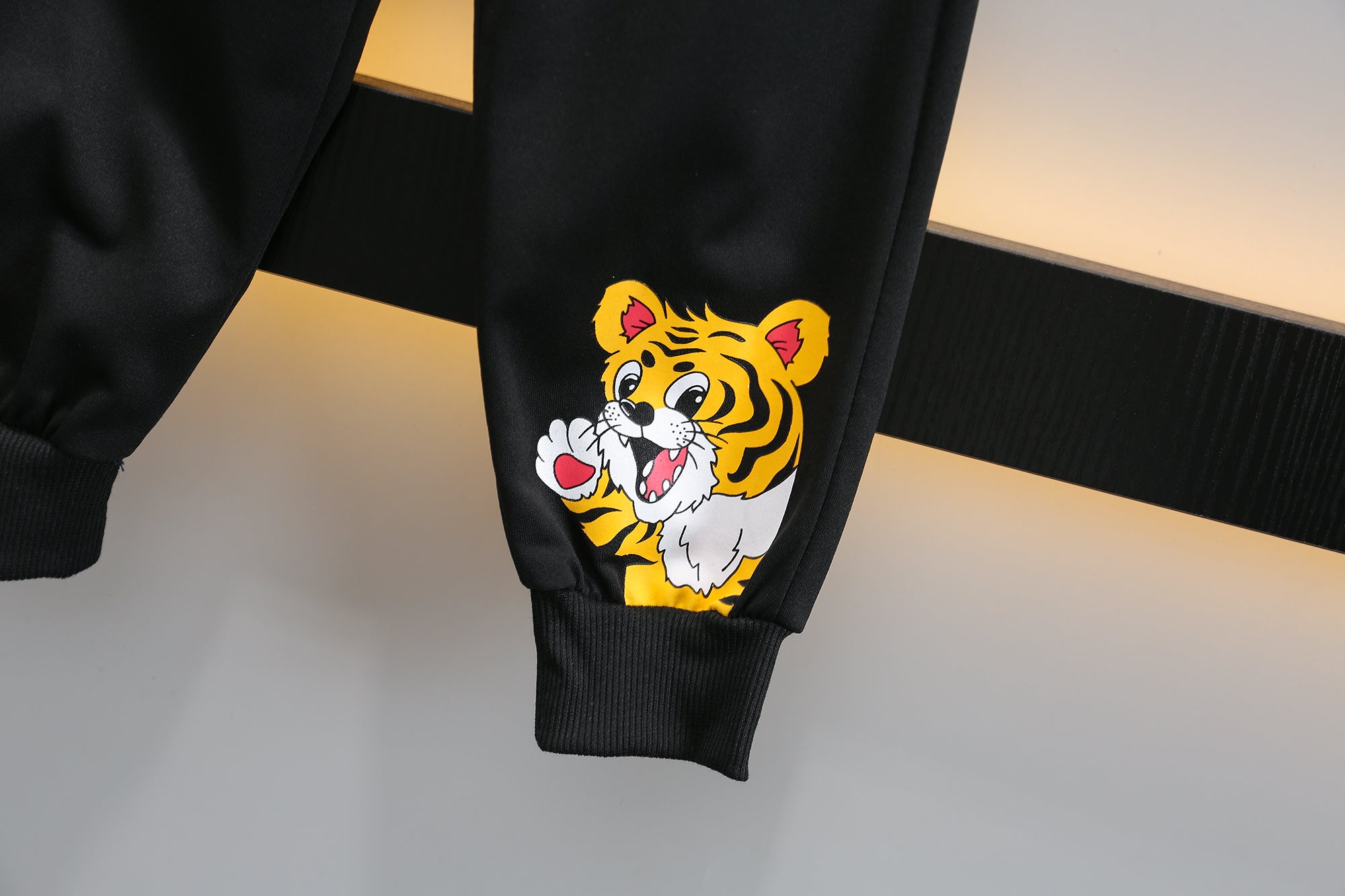 Boys White & Black Printed T-shirt with Trousers