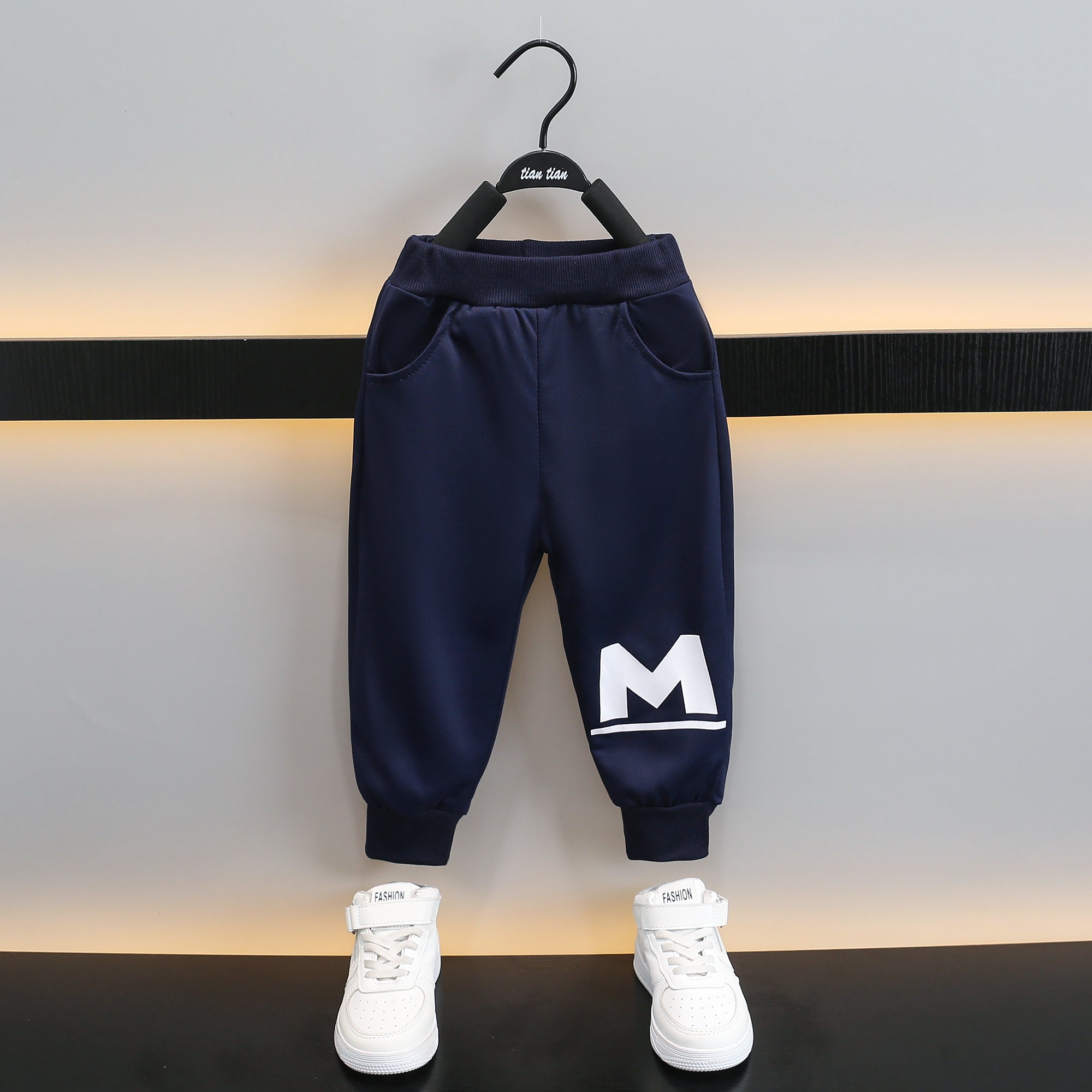 Boys White & Blue Striped T-shirt with Trousers