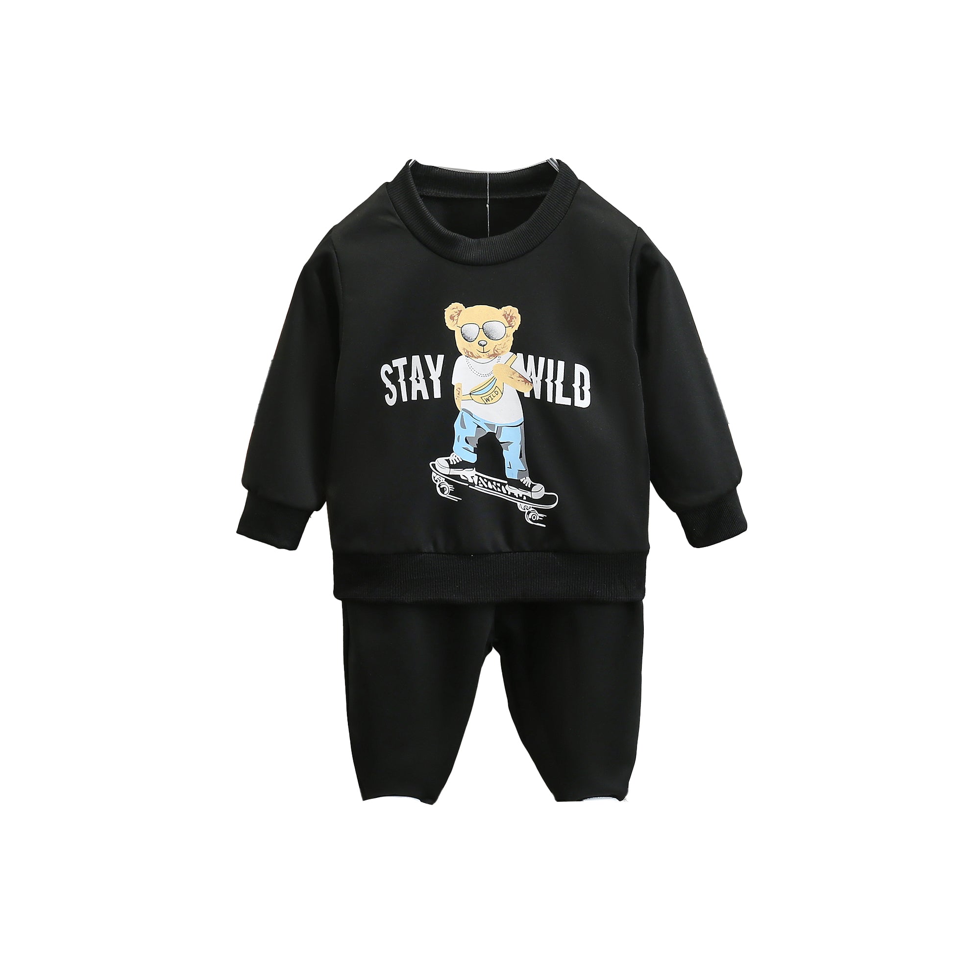 Boys Black & White Graphic Printed T-shirt with Joggers