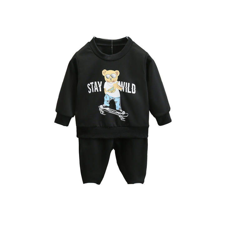 Boys Black & White Graphic Printed T-shirt with Joggers