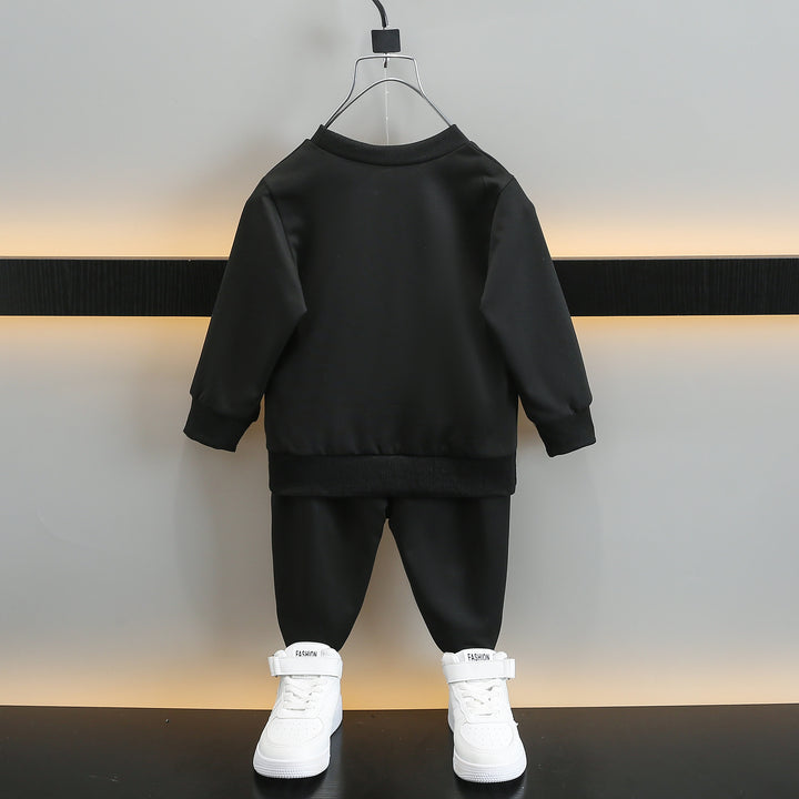Boys Black & White Graphic Printed T-shirt with Joggers