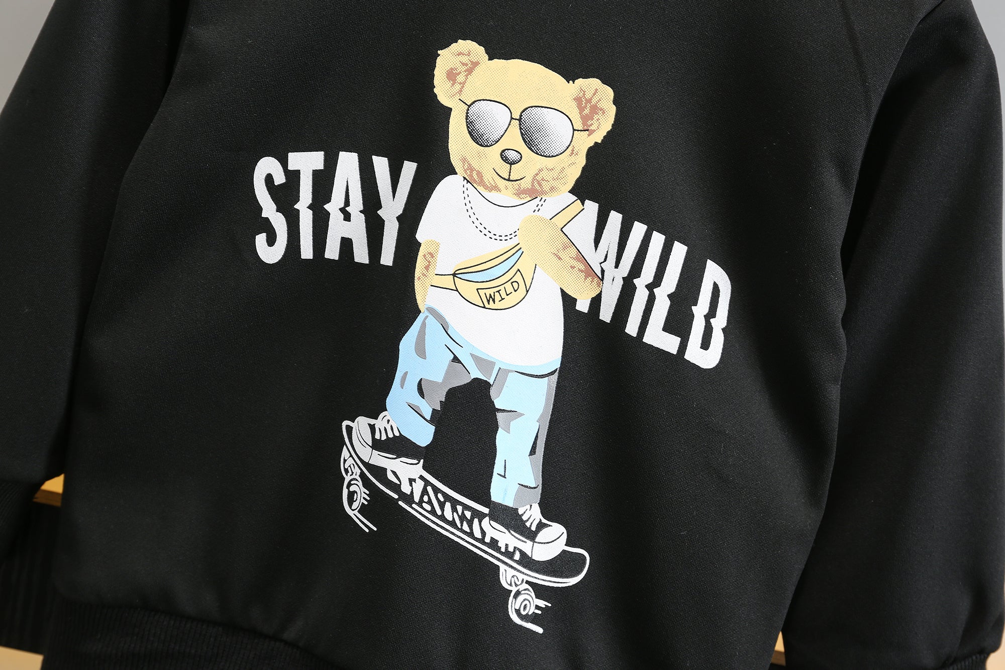 Boys Black & White Graphic Printed T-shirt with Joggers