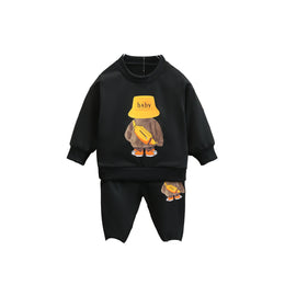 Boys Black & Mustard Graphic Printed T-shirt with Joggers
