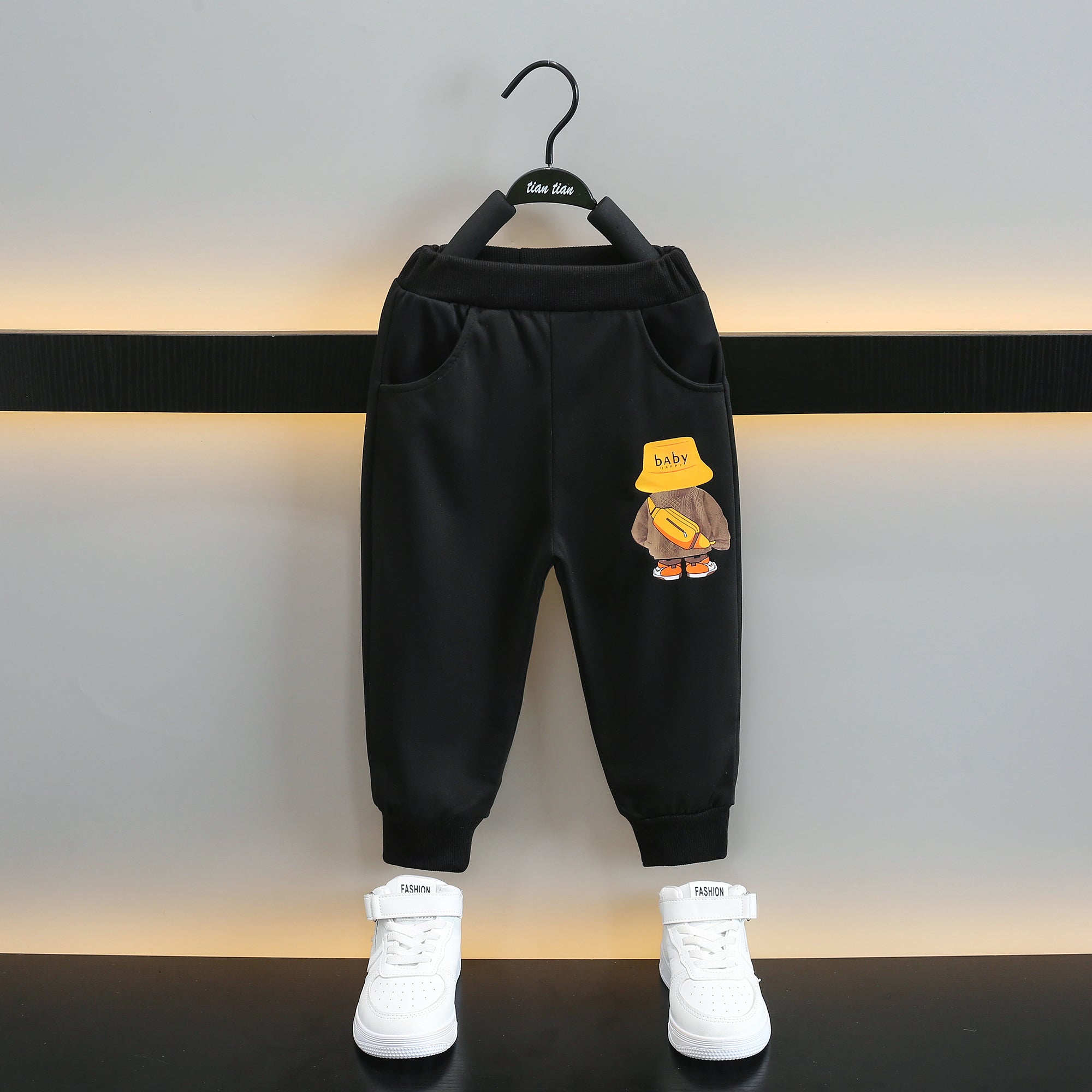 Boys Black & Mustard Graphic Printed T-shirt with Joggers