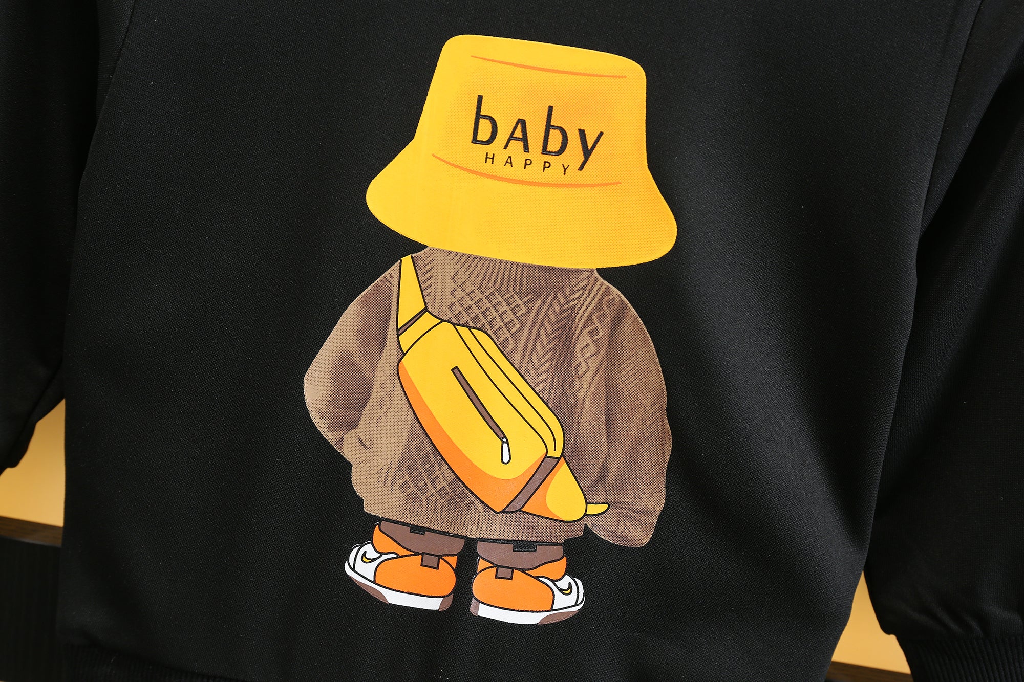 Boys Black & Mustard Graphic Printed T-shirt with Joggers