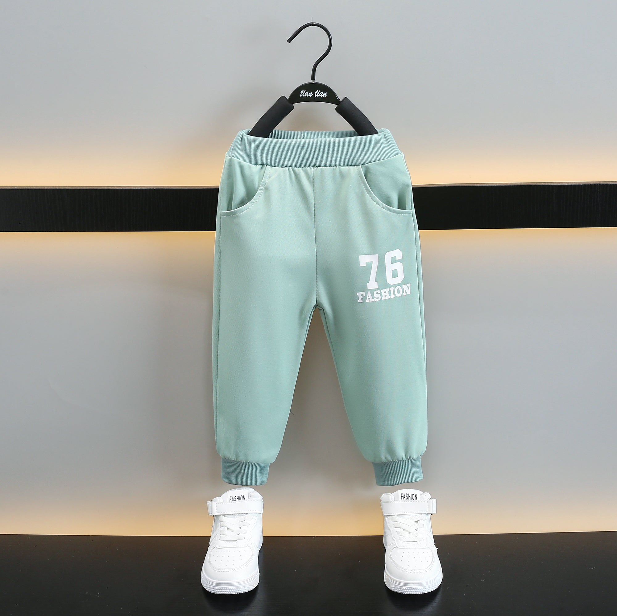Boys Green & White Printed T-Shirt With Trouser
