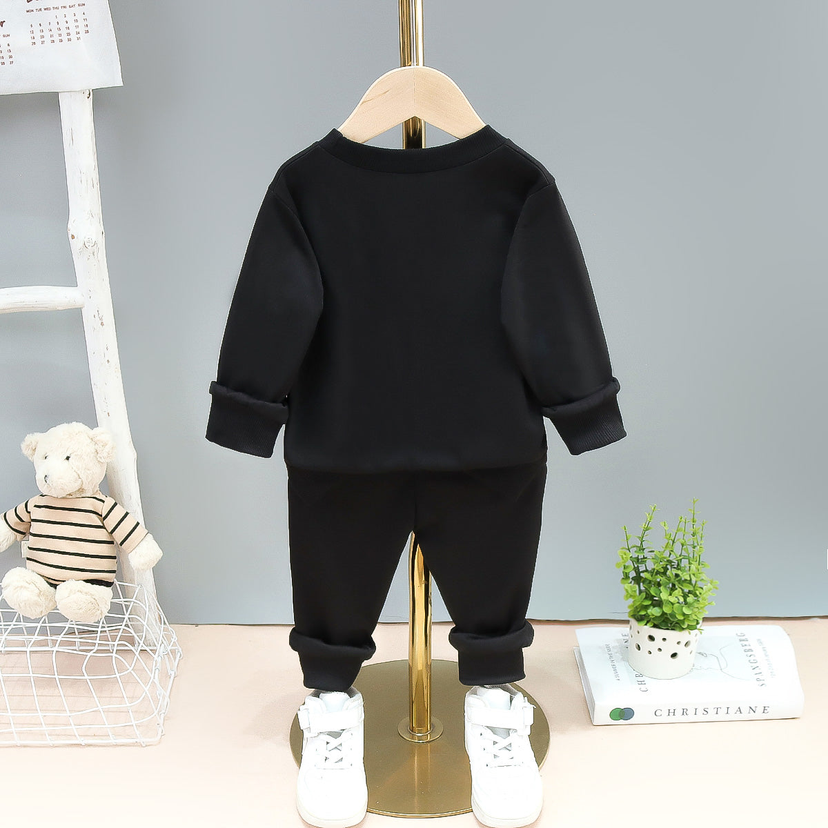 Boys Black & Yellow Printed T-shirt with Trousers