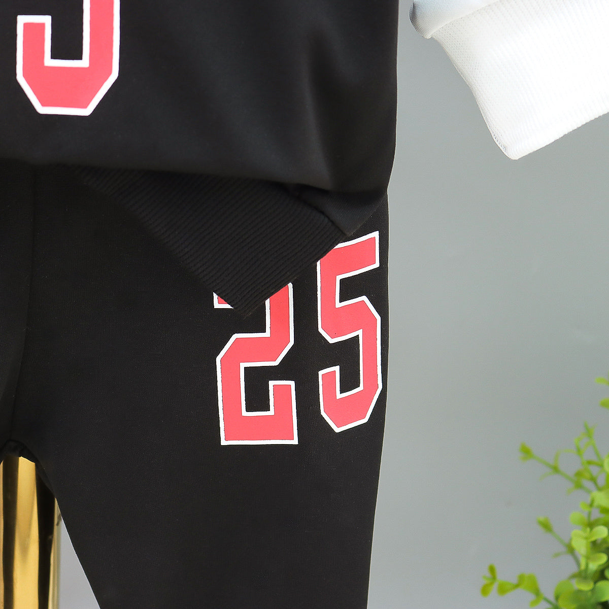 Boys Black Printed T-shirt with Trousers