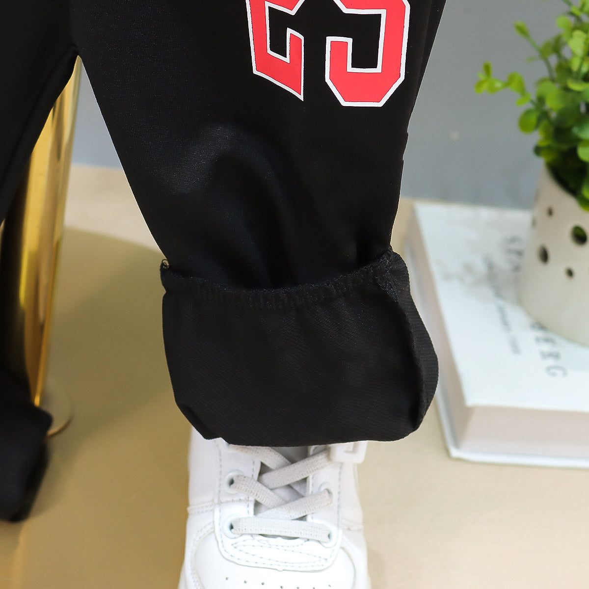 Boys Black Printed T-shirt with Trousers