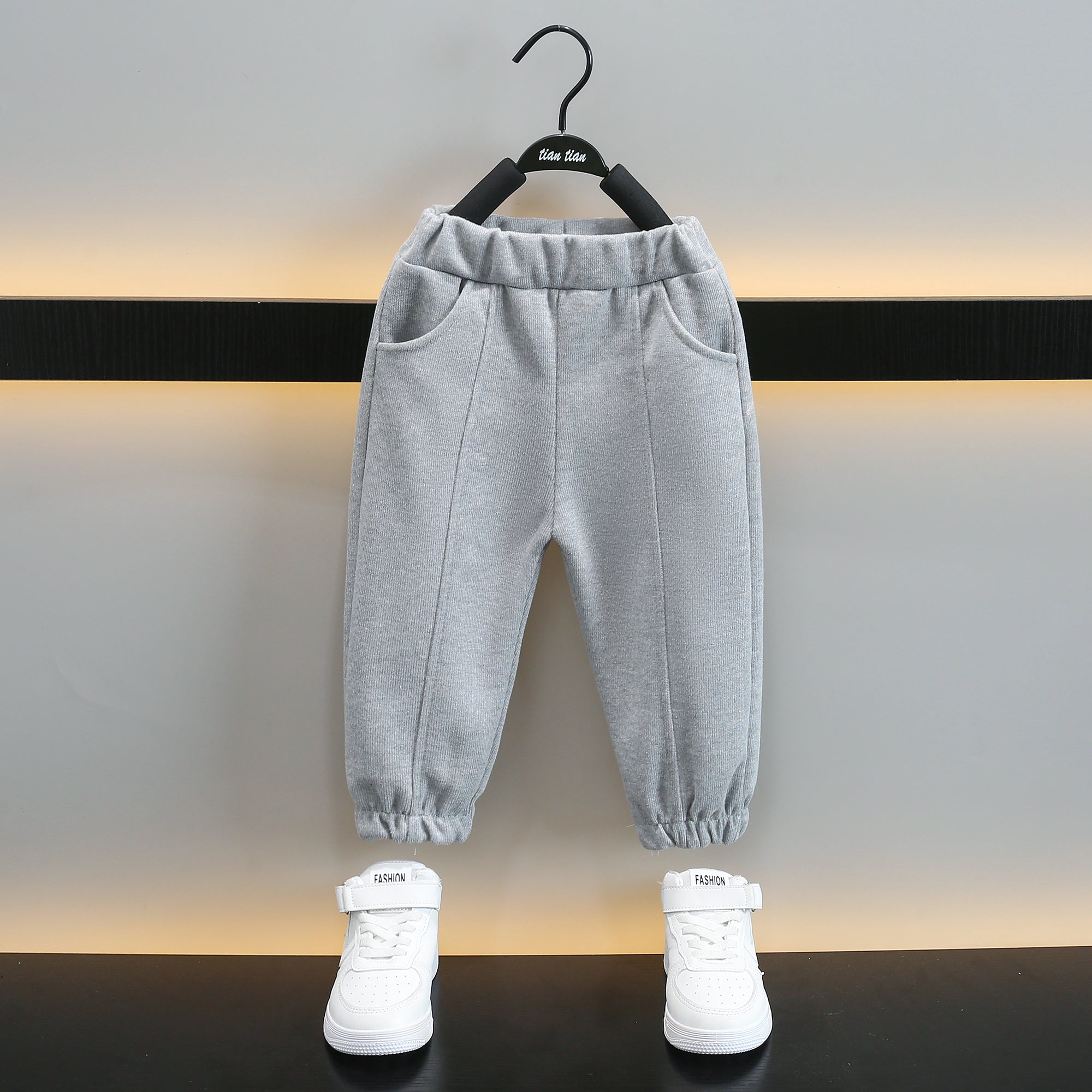 Boys Black & Grey Self Design T-shirt with Trousers