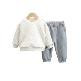 Boys White & Grey T-Shirt With Trouser