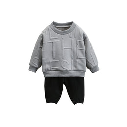 Boys Grey & Black T-Shirt With Trousers