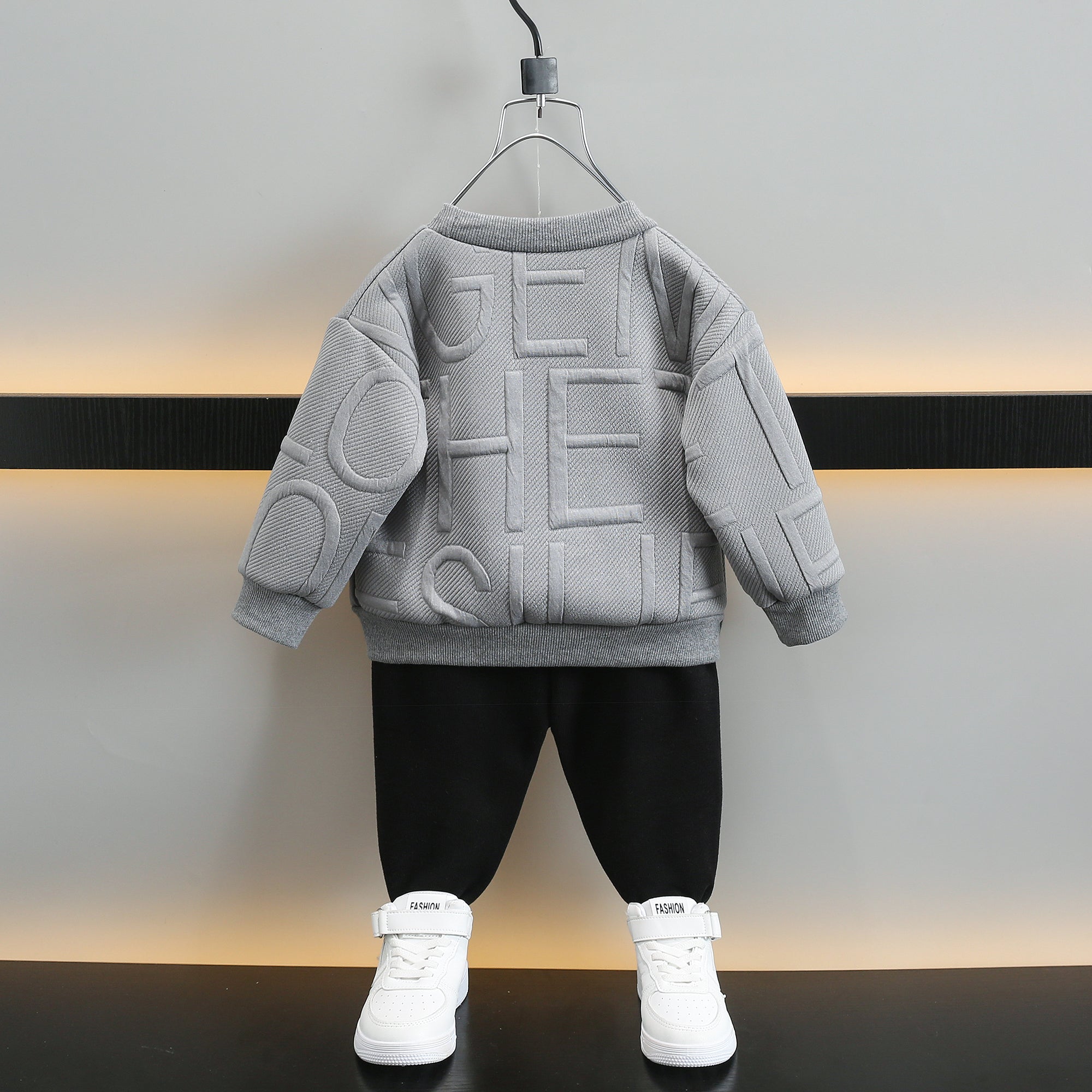Boys Grey & Black T-Shirt With Trousers