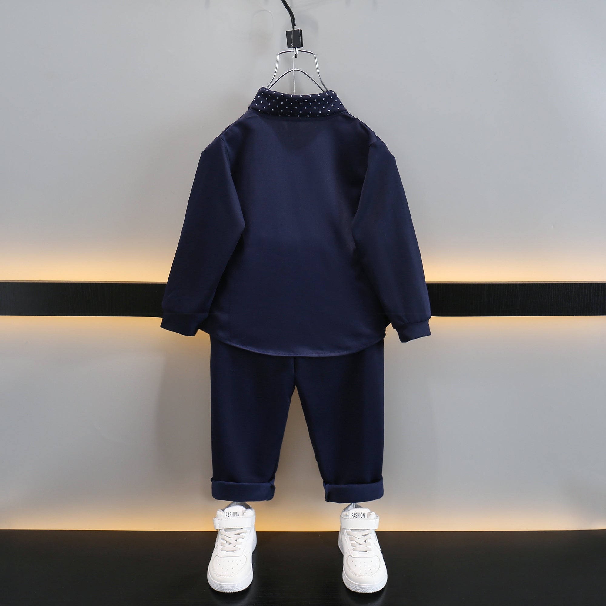 Boys Navy Blue Printed Shirt with Pyjamas