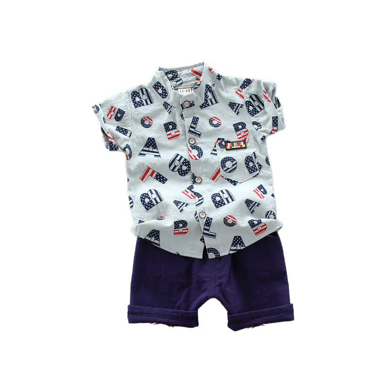 Boys Printed Pure Cotton Shirt with Shorts